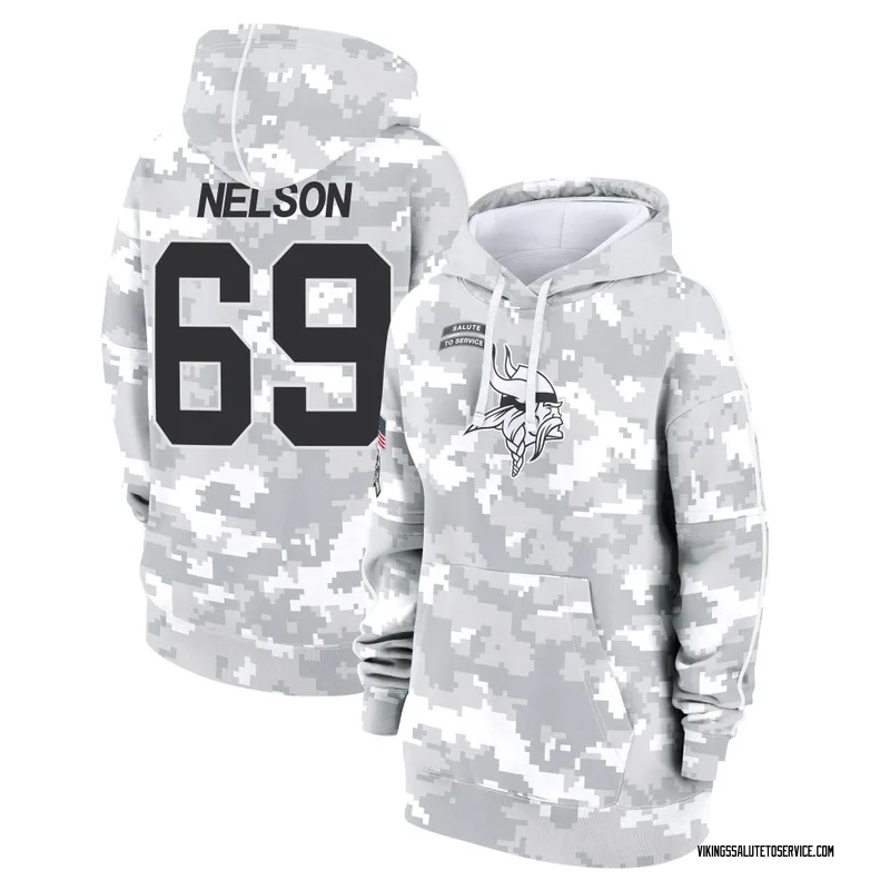 Women's Matt Nelson Minnesota Vikings Camo Arctic 2024 Salute to Service Club Fleece Pullover Hoodie