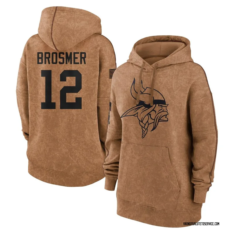 Women's Max Brosmer Minnesota Vikings Brown 2023 Salute To Service Pullover Hoodie