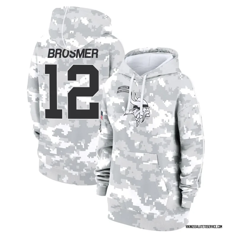 Women's Max Brosmer Minnesota Vikings Camo Arctic 2024 Salute to Service Club Fleece Pullover Hoodie