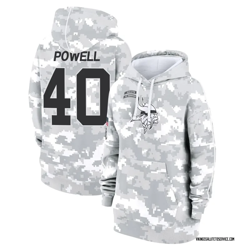 Women's Mishael Powell Minnesota Vikings Camo Arctic 2024 Salute to Service Club Fleece Pullover Hoodie