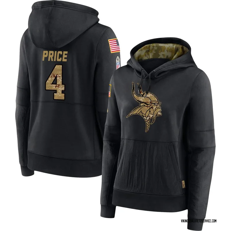 Women's Myles Price Minnesota Vikings Black 2020 Salute to Service Sideline Performance Pullover Hoodie