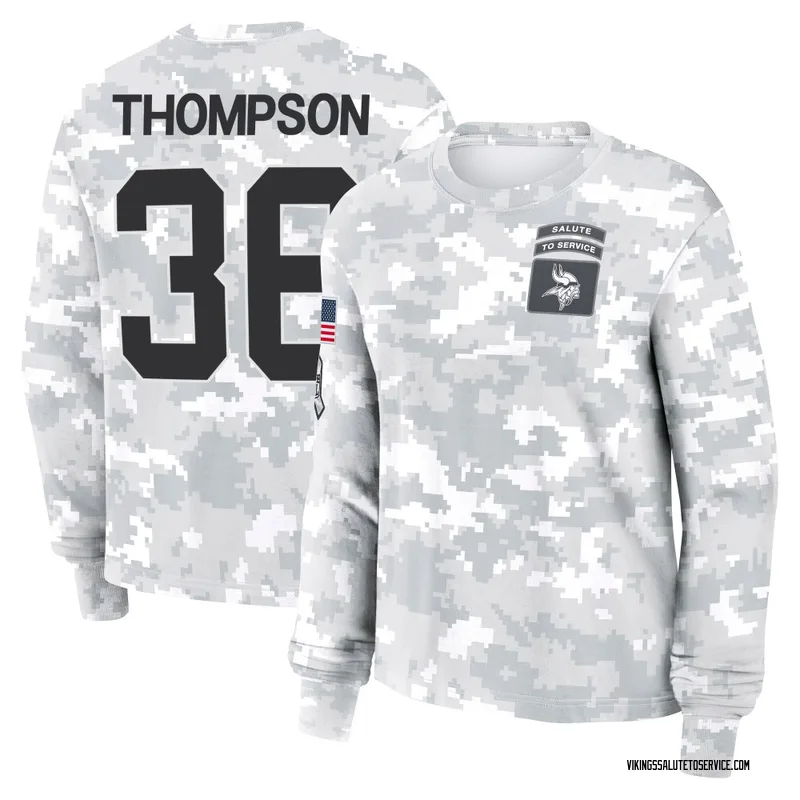 Women's NaJee Thompson Minnesota Vikings Camo Arctic 2024 Salute to Service Long Sleeve T-Shirt