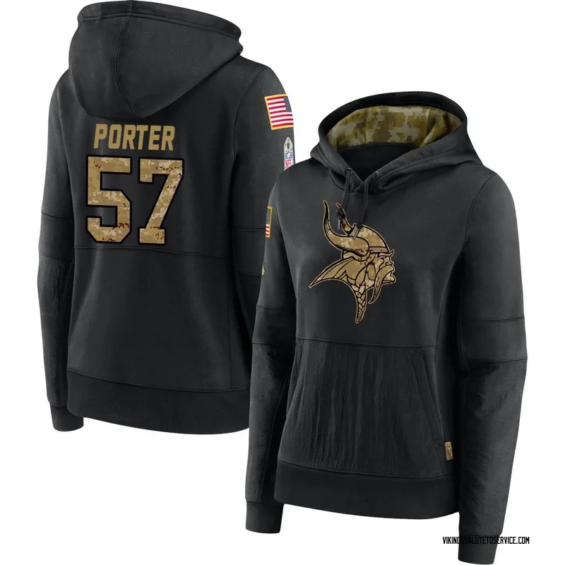 Women's Owen Porter Minnesota Vikings Black 2020 Salute to Service Sideline Performance Pullover Hoodie