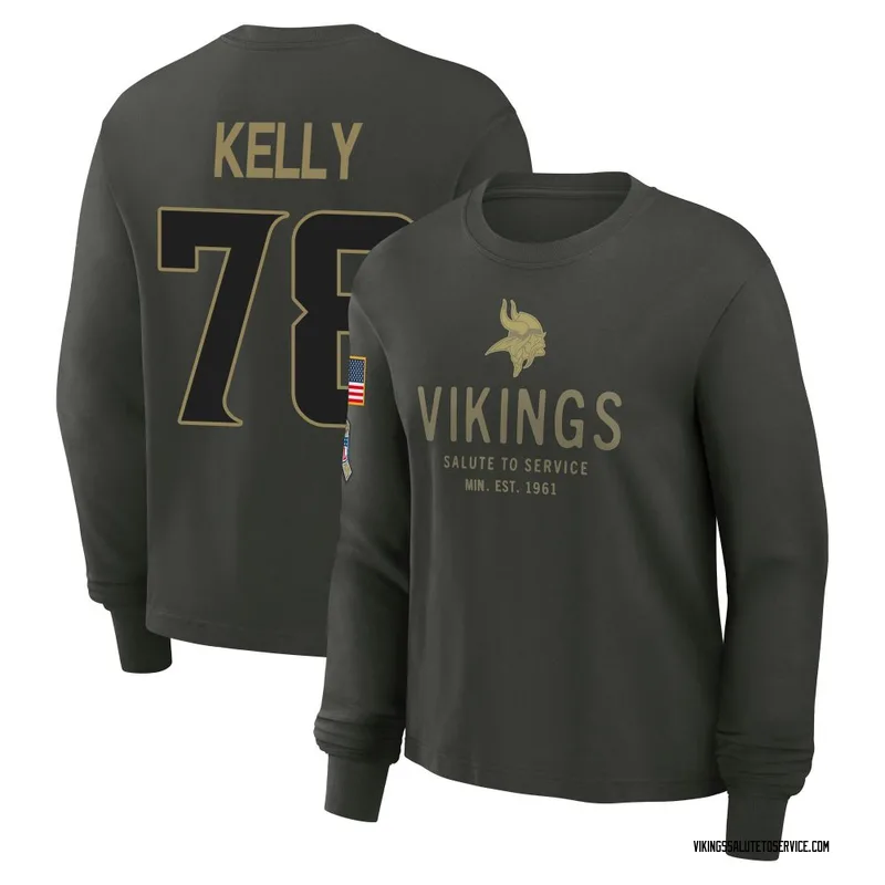 Women's Ryan Kelly Minnesota Vikings Green Dark/ 2025 Salute to Service Sideline Long Sleeve T-Shirt