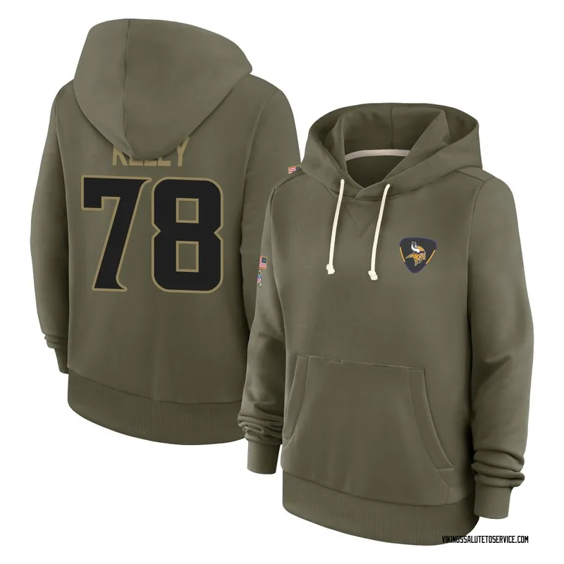 Women's Ryan Kelly Minnesota Vikings Olive 2025 Salute to Service Hoodie
