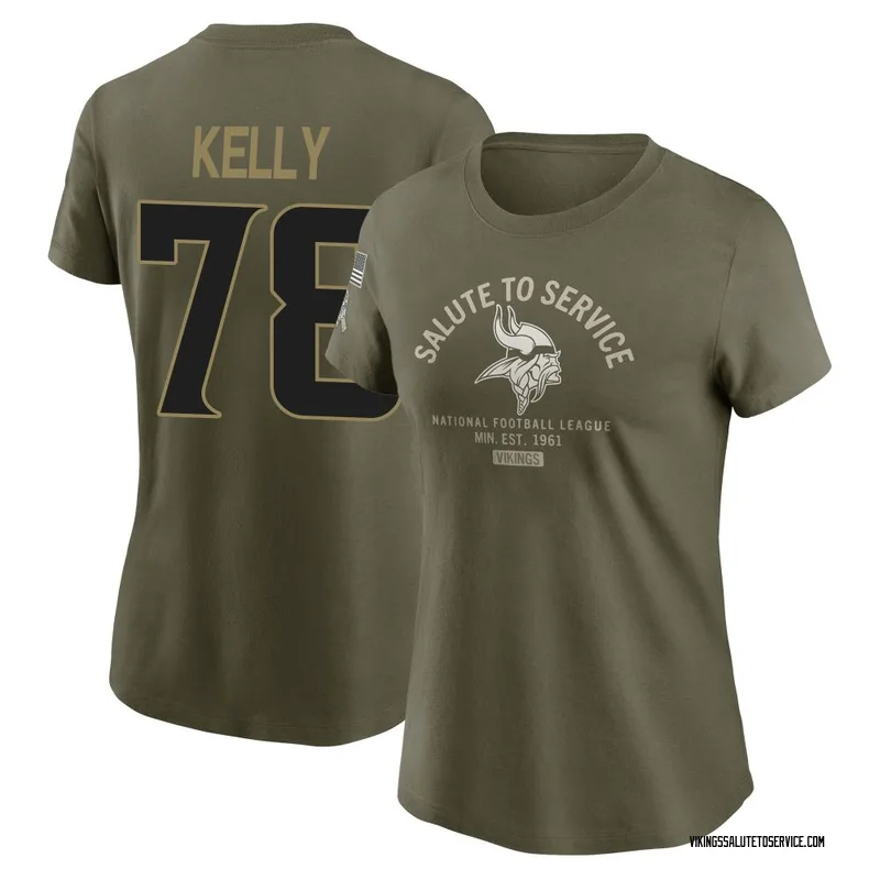 Women's Ryan Kelly Minnesota Vikings Olive 2025 Salute to Service Sideline T-Shirt