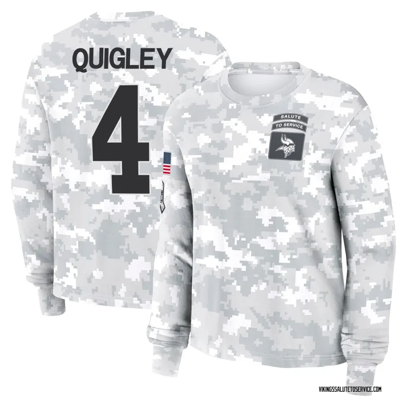Women's Ryan Quigley Minnesota Vikings Camo Arctic 2024 Salute to Service Long Sleeve T-Shirt