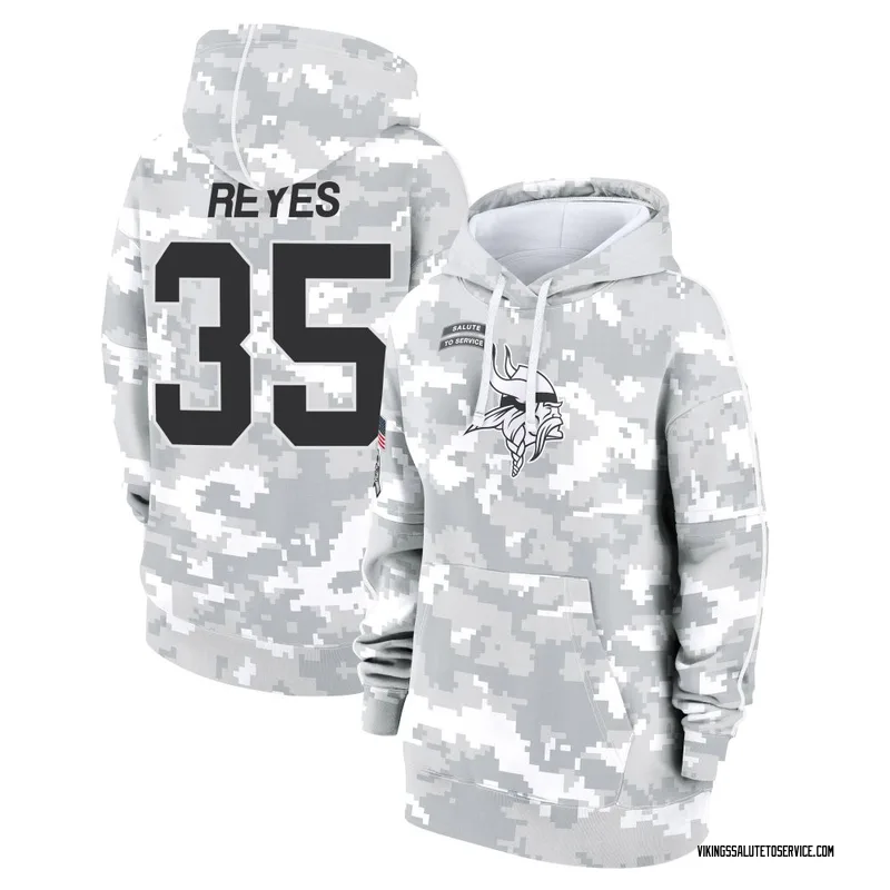 Women's Sammis Reyes Minnesota Vikings Camo Arctic 2024 Salute to Service Club Fleece Pullover Hoodie