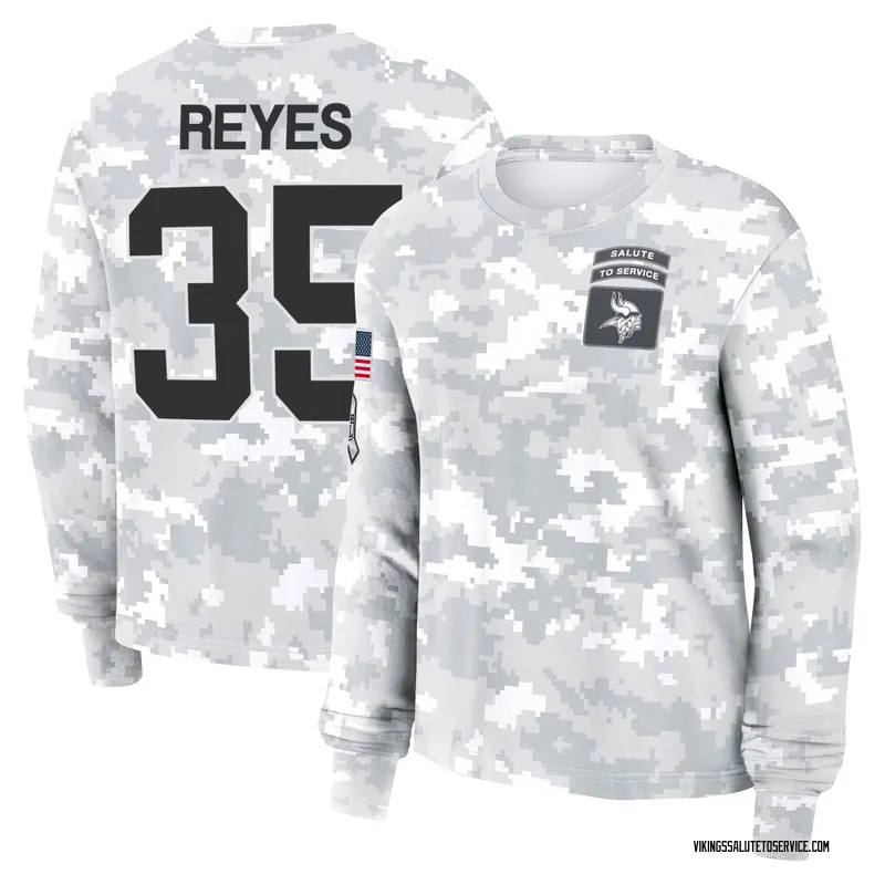 Women's Sammis Reyes Minnesota Vikings Camo Arctic 2024 Salute to Service Long Sleeve T-Shirt