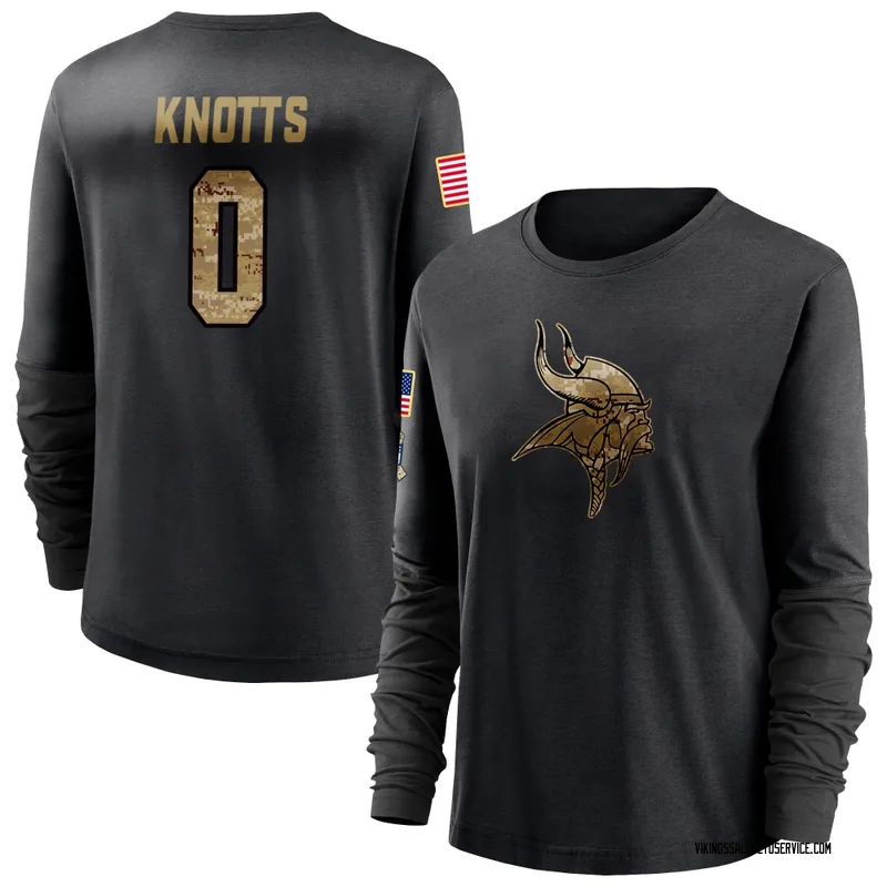 Women's Shaleak Knotts Minnesota Vikings Black 2020 Salute To Service Sideline Performance Long Sleeve T-Shirt