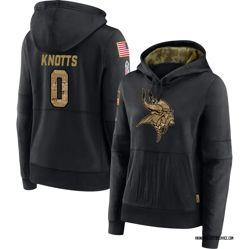 Women's Shaleak Knotts Minnesota Vikings Black 2020 Salute to Service Sideline Performance Pullover Hoodie
