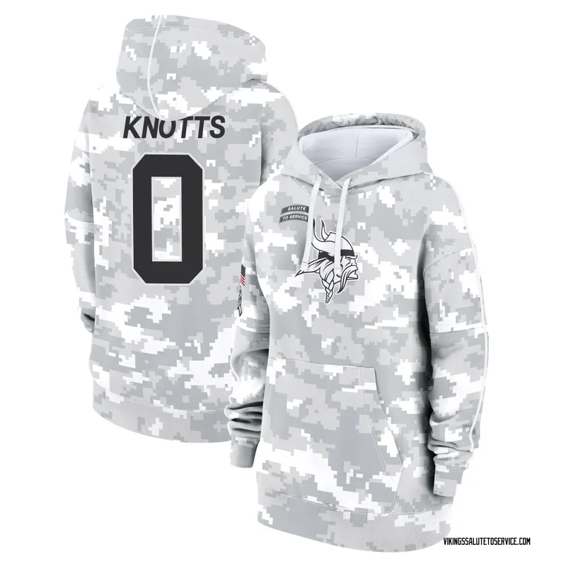 Women's Shaleak Knotts Minnesota Vikings Camo Arctic 2024 Salute to Service Club Fleece Pullover Hoodie