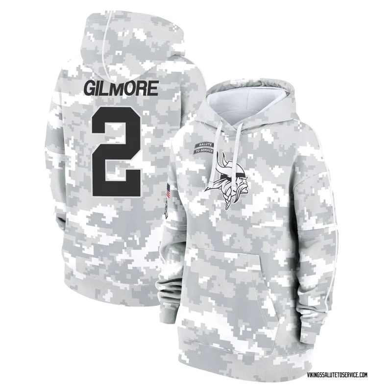 Women's Stephon Gilmore Minnesota Vikings Camo Arctic 2024 Salute to Service Club Fleece Pullover Hoodie