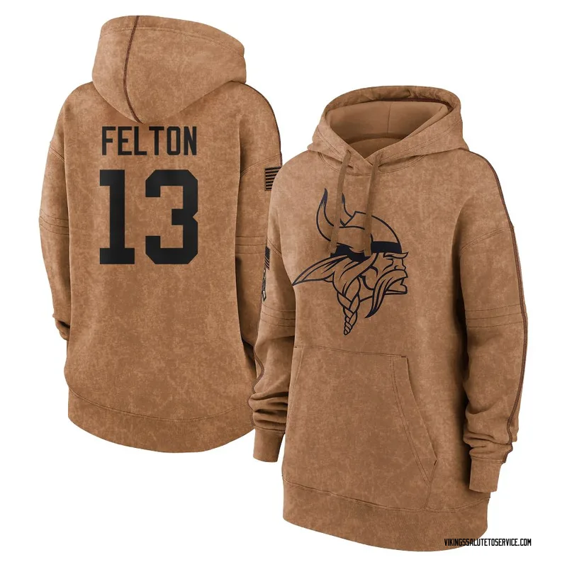 Women's Tai Felton Minnesota Vikings Brown 2023 Salute To Service Pullover Hoodie