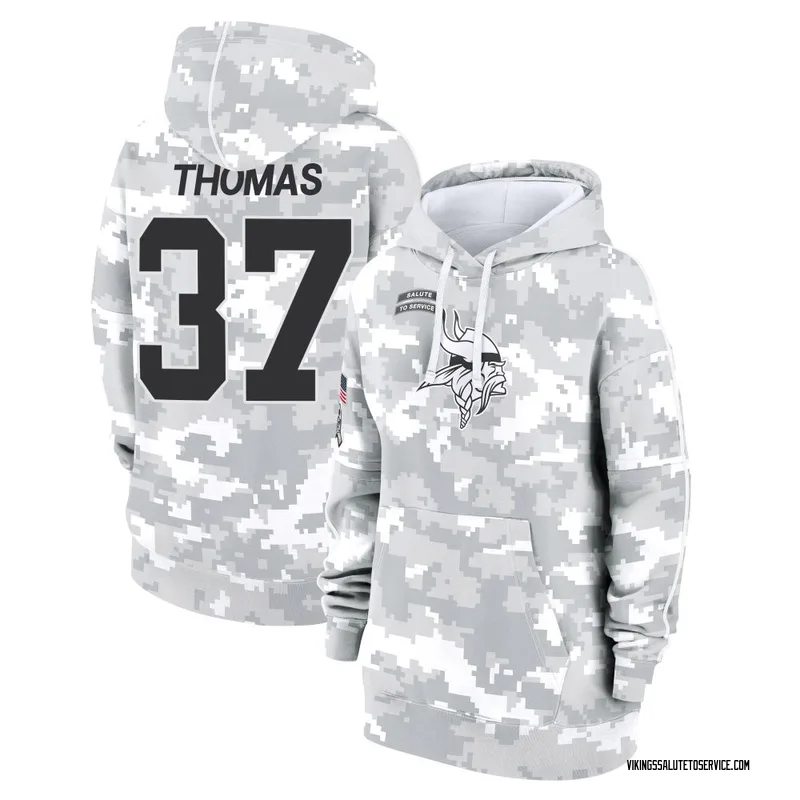 Women's Tavierre Thomas Minnesota Vikings Camo Arctic 2024 Salute to Service Club Fleece Pullover Hoodie