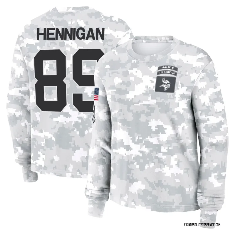 Women's Thomas Hennigan Minnesota Vikings Camo Arctic 2024 Salute to Service Long Sleeve T-Shirt