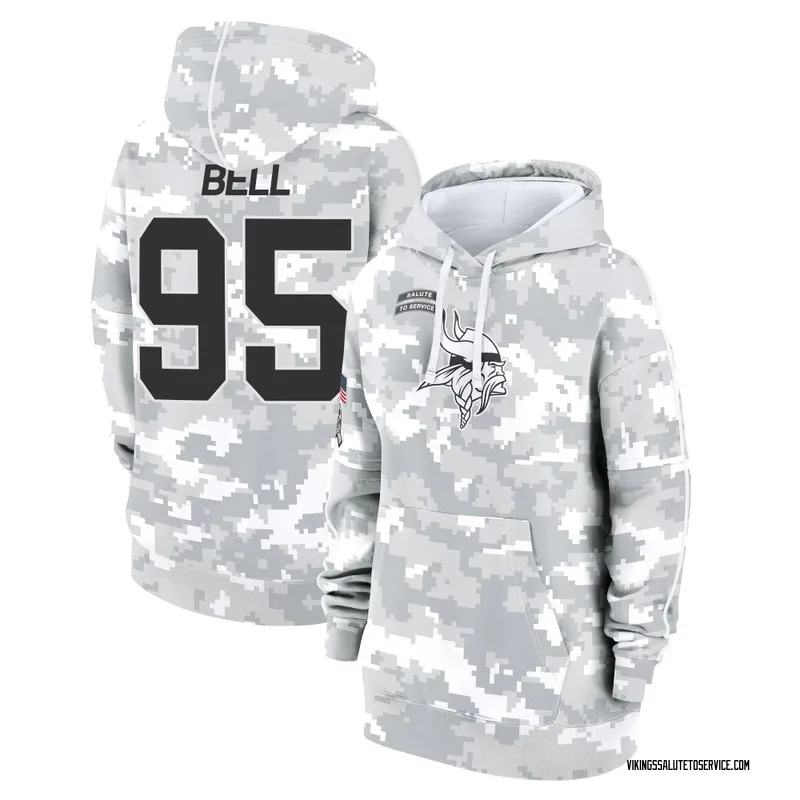 Women's Travis Bell Minnesota Vikings Camo Arctic 2024 Salute to Service Club Fleece Pullover Hoodie