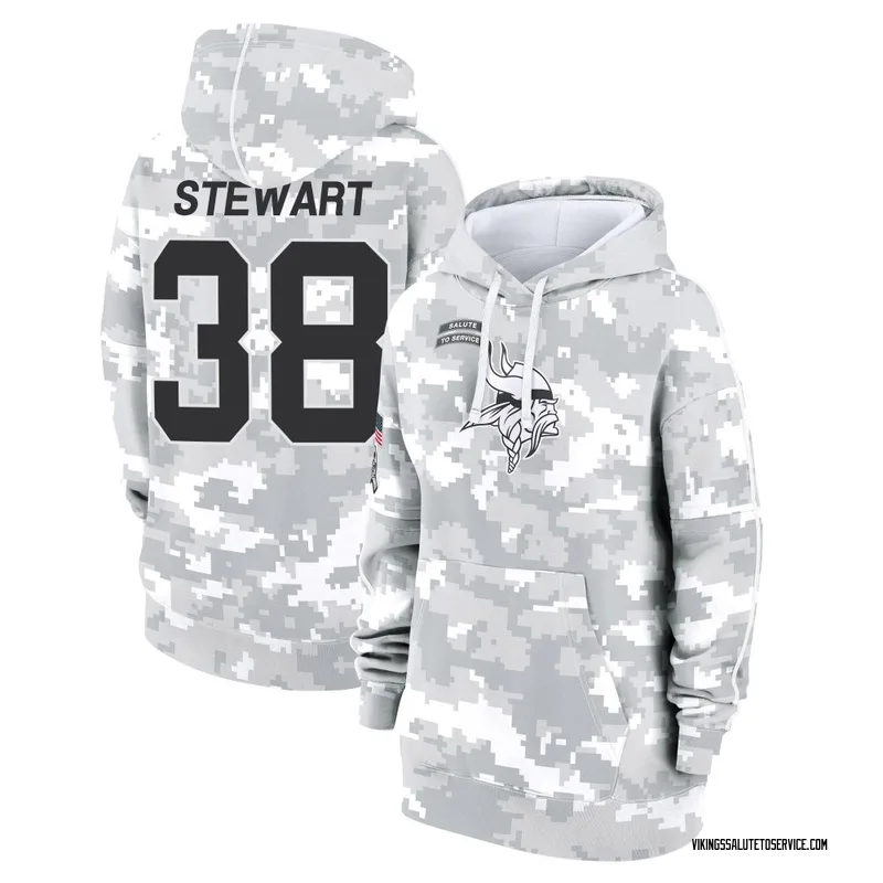 Women's Tre Stewart Minnesota Vikings Camo Arctic 2024 Salute to Service Club Fleece Pullover Hoodie
