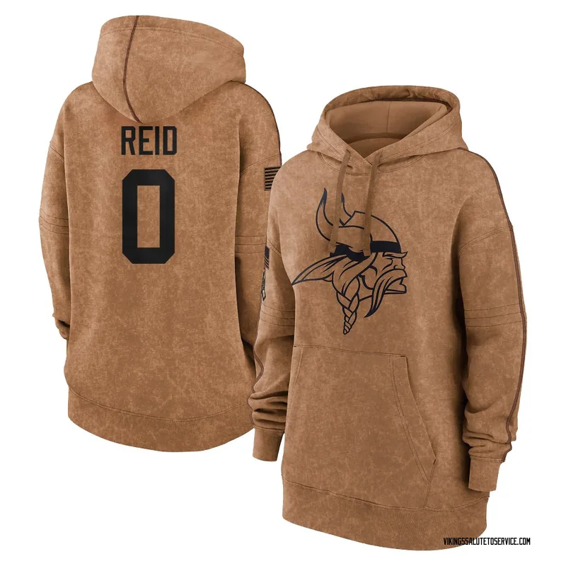 Women's Trevor Reid Minnesota Vikings Brown 2023 Salute To Service Pullover Hoodie