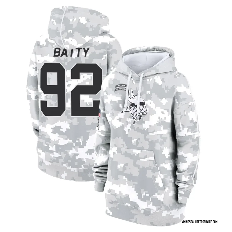 Women's Tyler Batty Minnesota Vikings Camo Arctic 2024 Salute to Service Club Fleece Pullover Hoodie