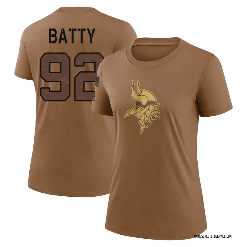 Women's Tyler Batty Minnesota Vikings Legend Brown 2023 Salute To Service Performance T-Shirt