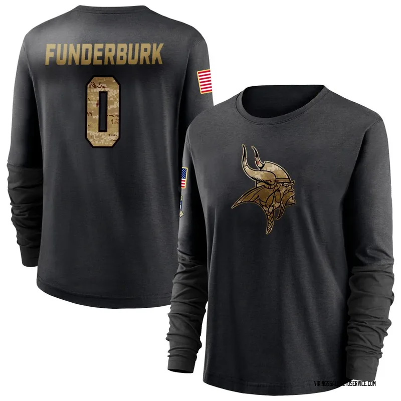 Women's Tyrek Funderburk Minnesota Vikings Black 2020 Salute To Service Sideline Performance Long Sleeve T-Shirt