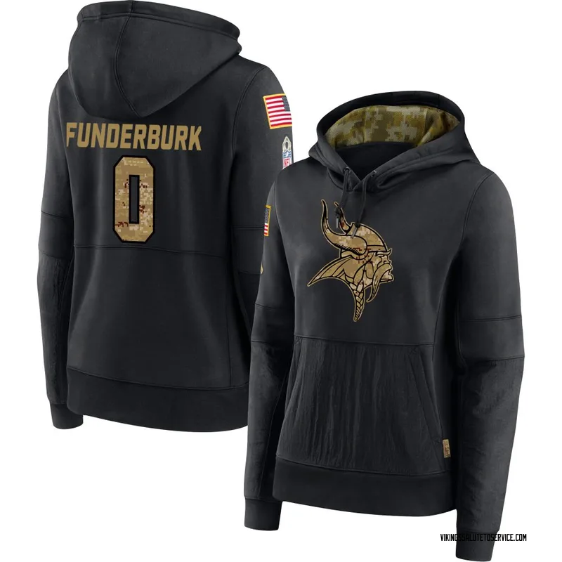 Women's Tyrek Funderburk Minnesota Vikings Black 2020 Salute to Service Sideline Performance Pullover Hoodie