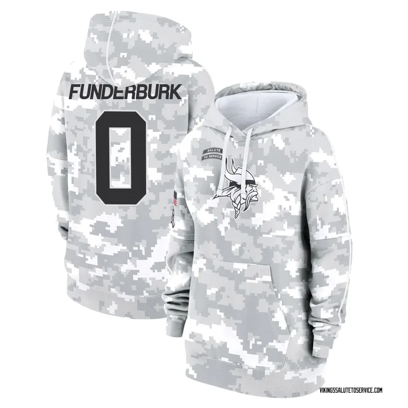 Women's Tyrek Funderburk Minnesota Vikings Camo Arctic 2024 Salute to Service Club Fleece Pullover Hoodie