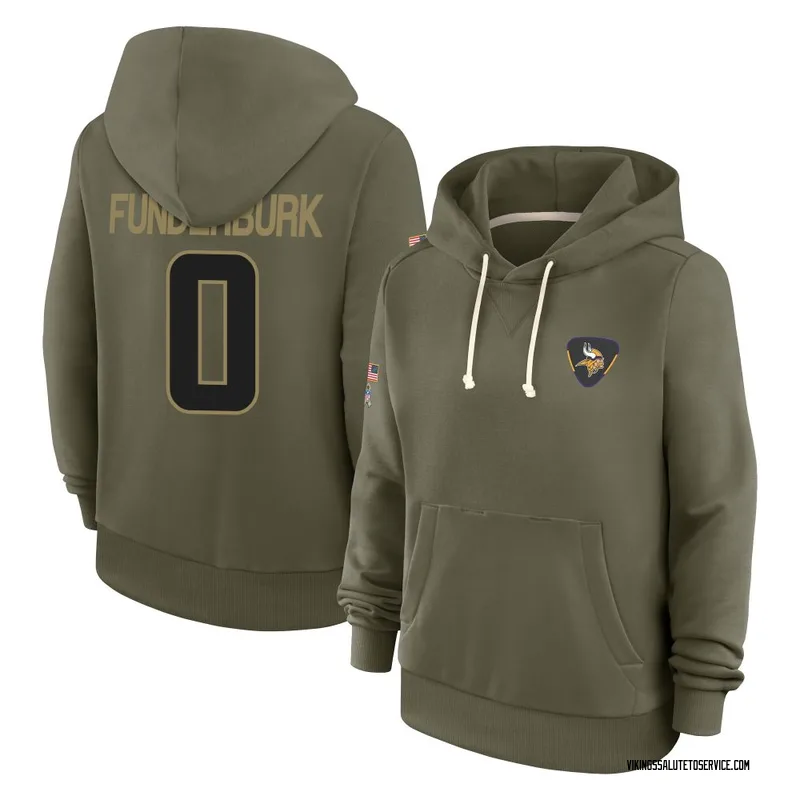 Women's Tyrek Funderburk Minnesota Vikings Olive 2025 Salute to Service Hoodie