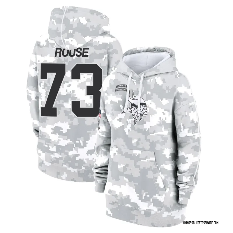 Women's Walter Rouse Minnesota Vikings Camo Arctic 2024 Salute to Service Club Fleece Pullover Hoodie