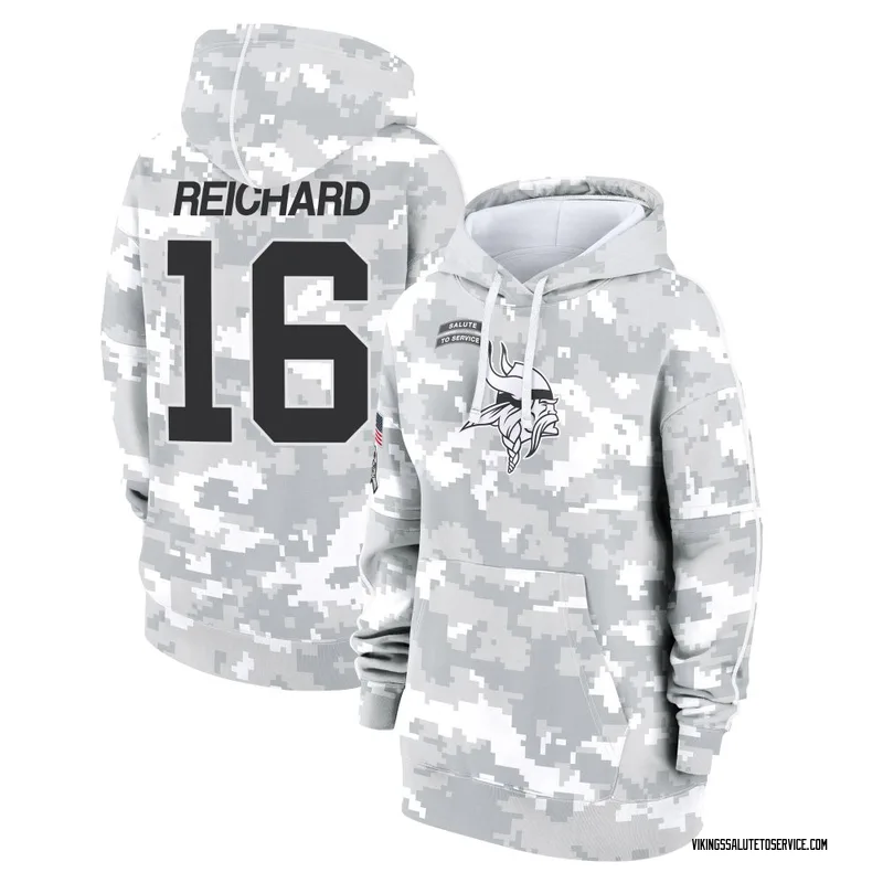 Women's Will Reichard Minnesota Vikings Camo Arctic 2024 Salute to Service Club Fleece Pullover Hoodie
