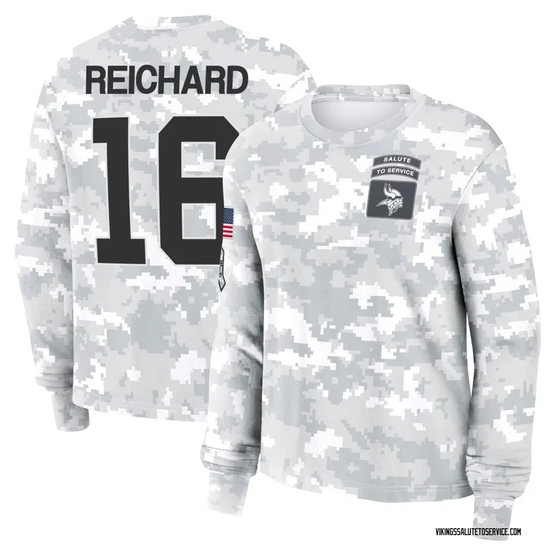 Women's Will Reichard Minnesota Vikings Camo Arctic 2024 Salute to Service Long Sleeve T-Shirt