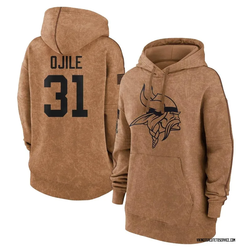 Women's Zach Ojile Minnesota Vikings Brown 2023 Salute To Service Pullover Hoodie