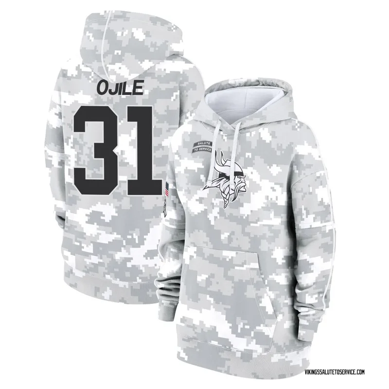 Women's Zach Ojile Minnesota Vikings Camo Arctic 2024 Salute to Service Club Fleece Pullover Hoodie