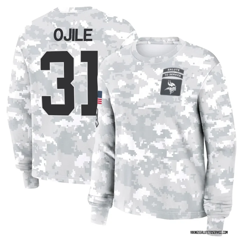 Women's Zach Ojile Minnesota Vikings Camo Arctic 2024 Salute to Service Long Sleeve T-Shirt