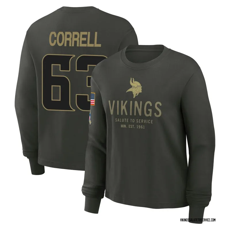 Women's Zeke Correll Minnesota Vikings Green Dark/ 2025 Salute to Service Sideline Long Sleeve T-Shirt