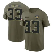 Youth Aaron Jones Sr. Minnesota Vikings Olive 2025 Salute to Service Name & Number T-Shirt