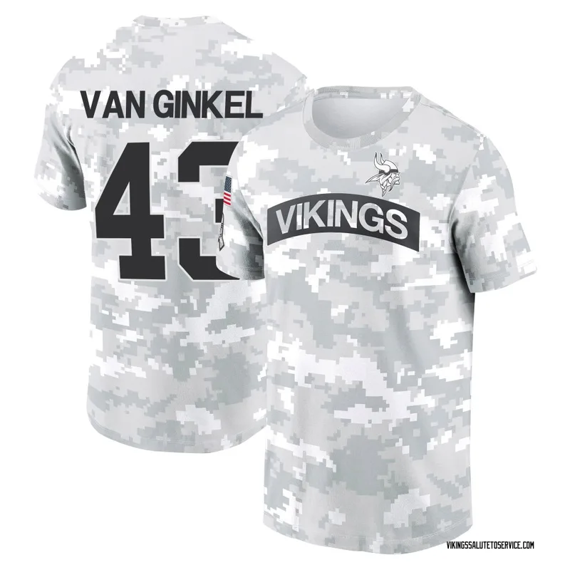 Youth Andrew Van Ginkel Minnesota Vikings Camo Arctic 2024 Salute to Service Performance T-Shirt
