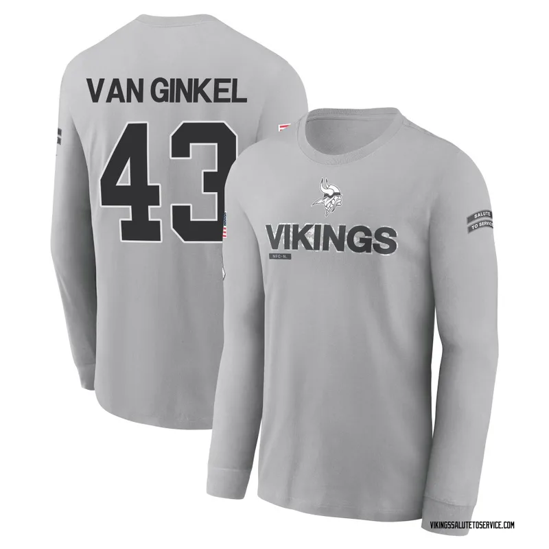 Youth Andrew Van Ginkel Minnesota Vikings Gray 2024 Salute to Service Long Sleeve T-Shirt