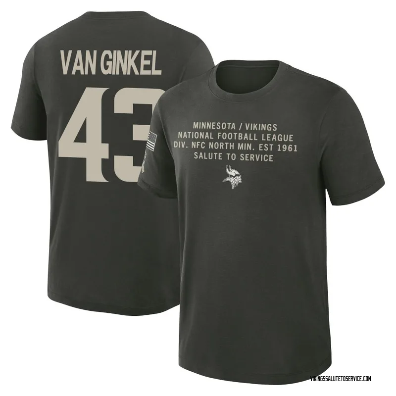 Youth Andrew Van Ginkel Minnesota Vikings Green Dark/ 2025 Salute to Service Sideline Slub T-Shirt