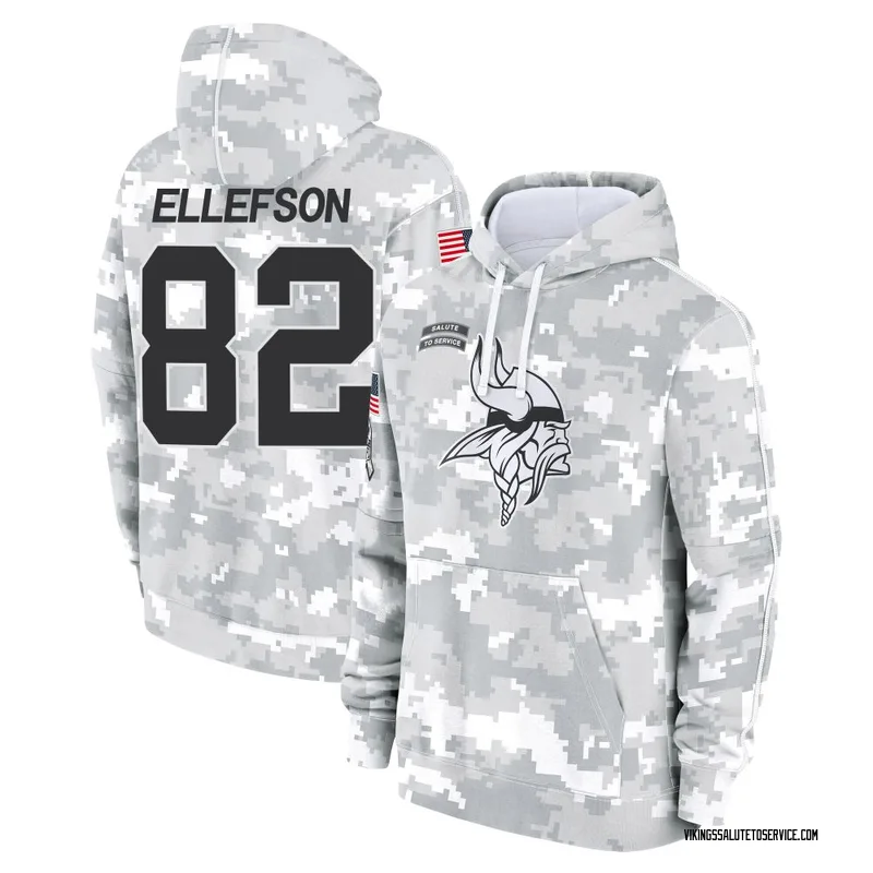 Youth Ben Ellefson Minnesota Vikings Camo Arctic 2024 Salute to Service Club Fleece Pullover Hoodie