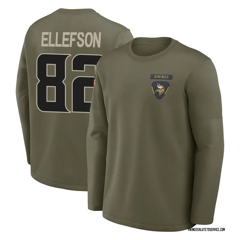 Youth Ben Ellefson Minnesota Vikings Olive 2025 Salute to Service Sideline Coaches Long Sleeve T-Shirt