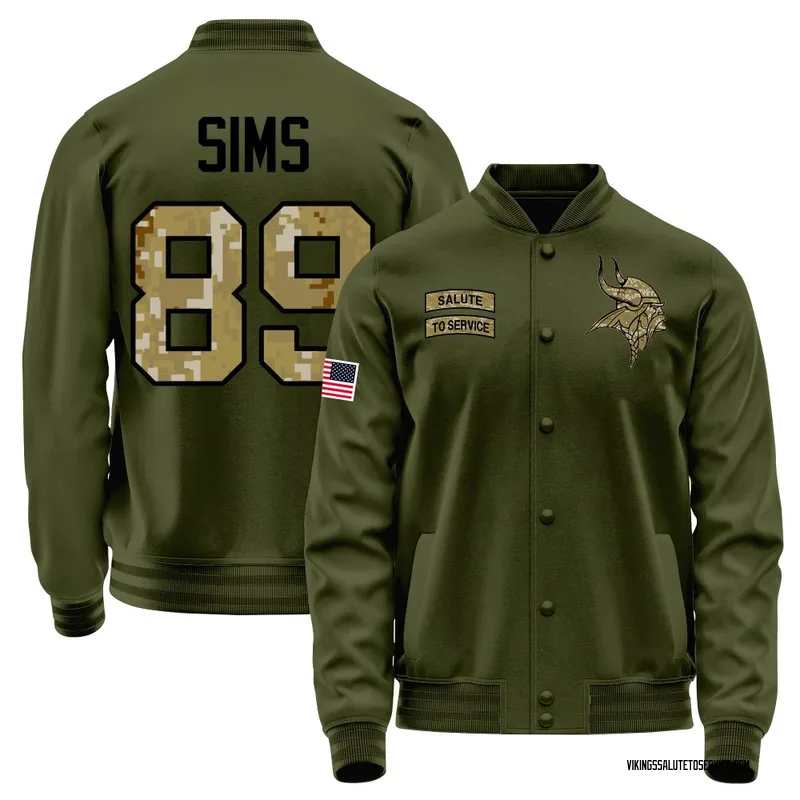Youth Ben Sims Minnesota Vikings Olive Salute to Service Sideline Performance Jacket