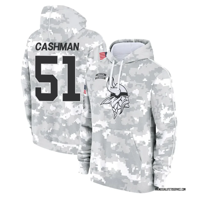 Youth Blake Cashman Minnesota Vikings Camo Arctic 2024 Salute to Service Club Fleece Pullover Hoodie