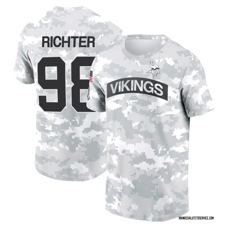 Youth Bo Richter Minnesota Vikings Camo Arctic 2024 Salute to Service Performance T-Shirt