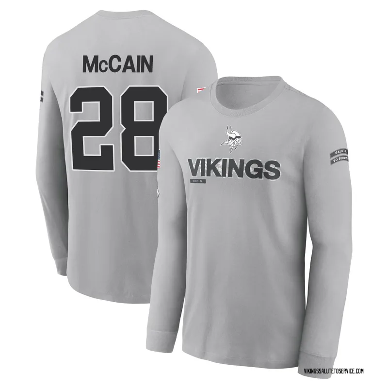 Youth Bobby McCain Minnesota Vikings Gray 2024 Salute to Service Long Sleeve T-Shirt