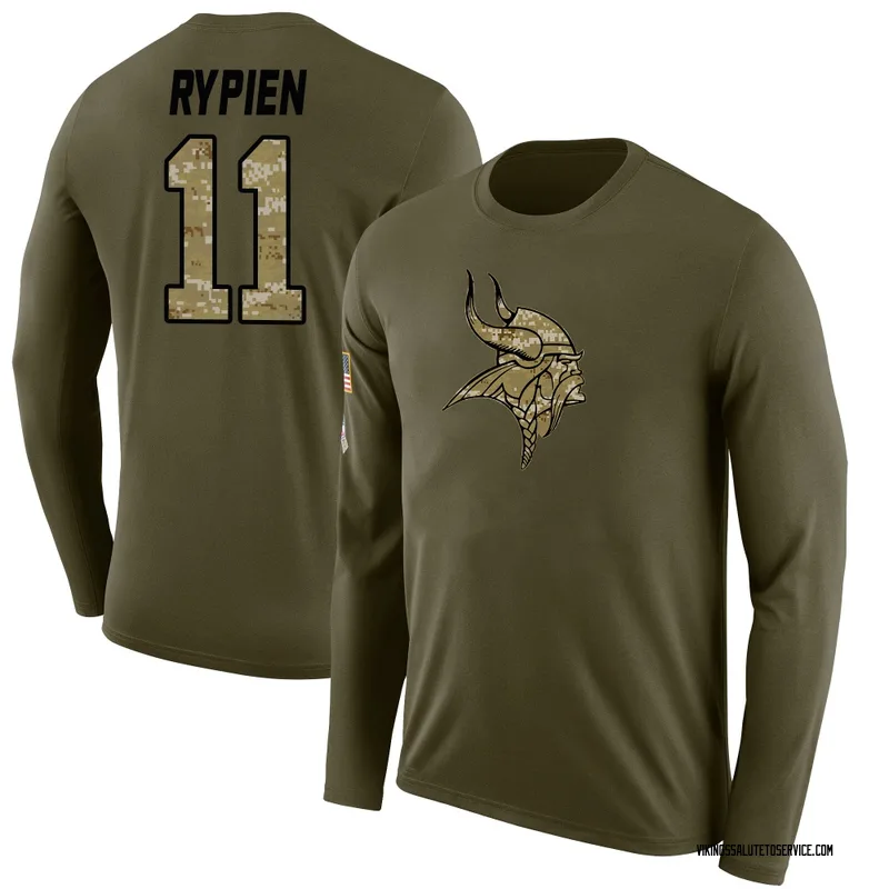Youth Brett Rypien Minnesota Vikings Legend Olive Salute to Service Sideline Long Sleeve T-Shirt