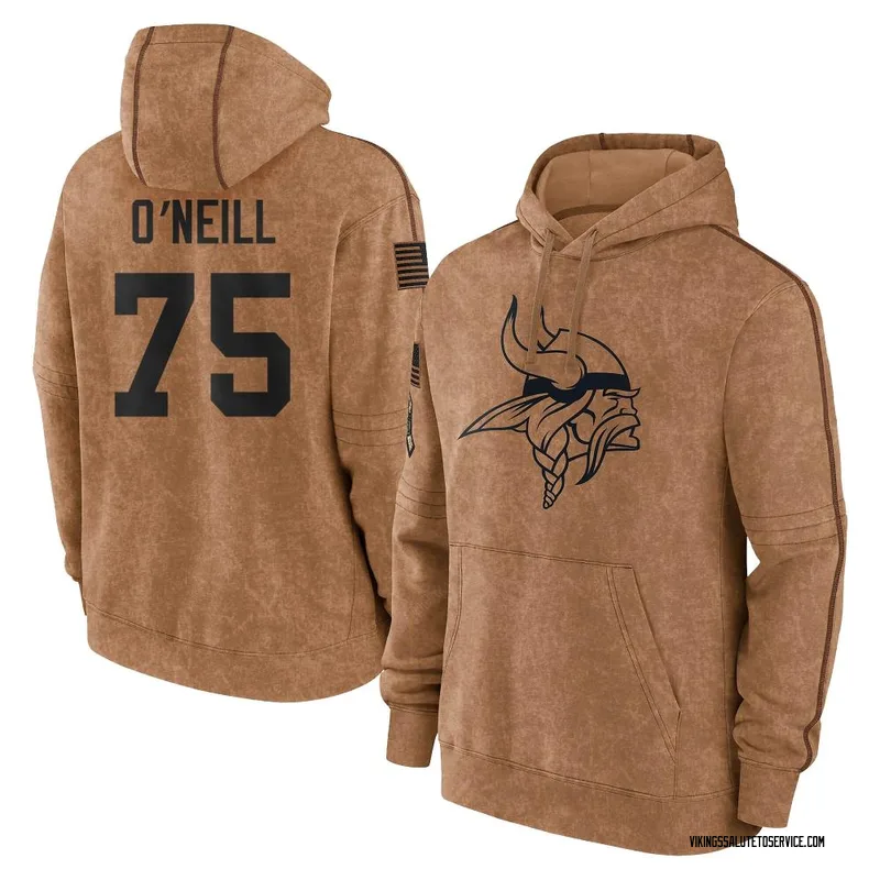 Youth Brian O'Neill Minnesota Vikings Brown 2023 Salute To Service Club Pullover Hoodie
