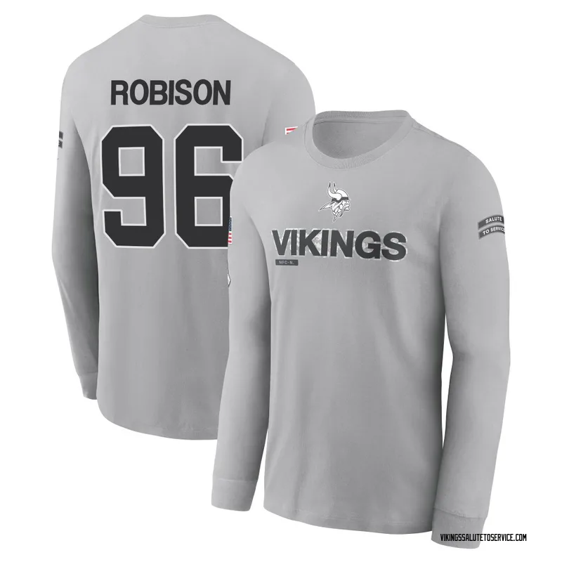 Youth Brian Robison Minnesota Vikings Gray 2024 Salute to Service Long Sleeve T-Shirt