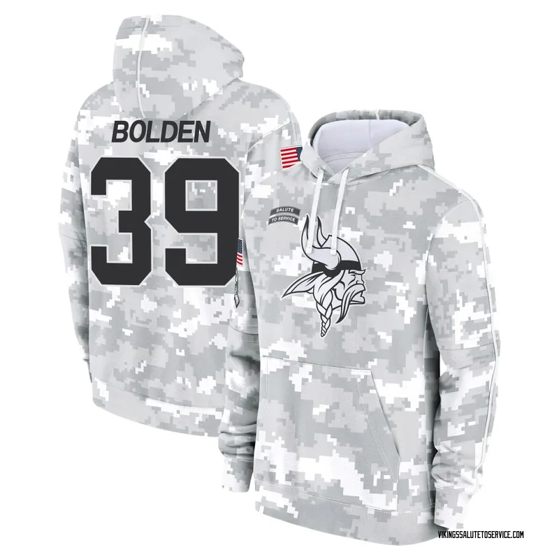 Youth Bubba Bolden Minnesota Vikings Camo Arctic 2024 Salute to Service Club Fleece Pullover Hoodie